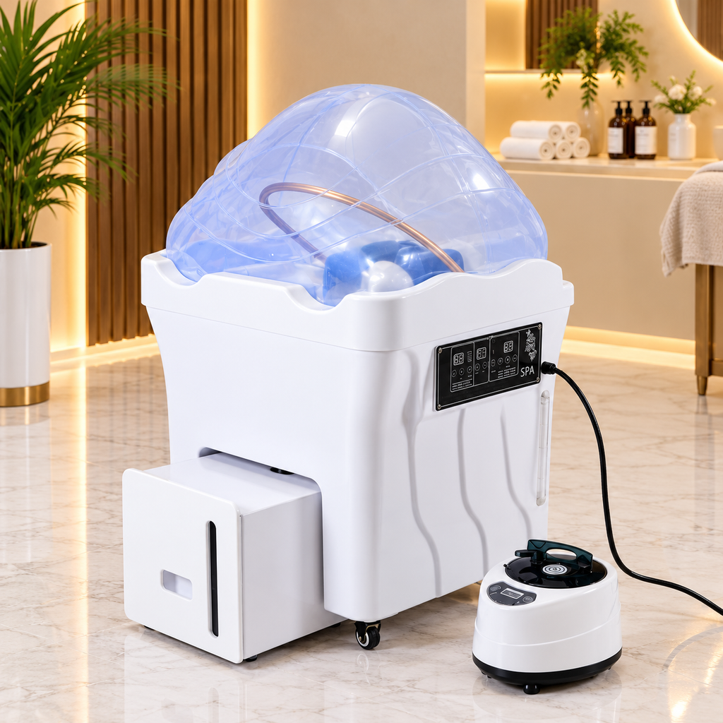Lavatório Head Spa Portátil com Circulação de Água Quente e Vaporizador