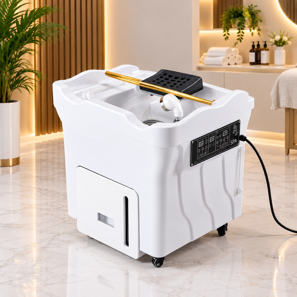 Lavatório Head Spa Portátil com Circulação de Água Quente e Vaporizador
